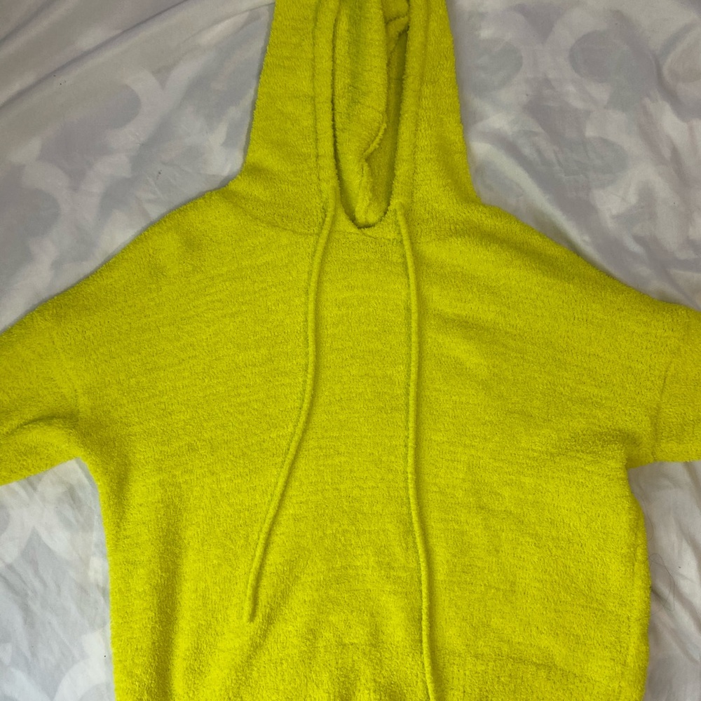 Soft Fuzzy Dark Yellow Hooded Sweater
